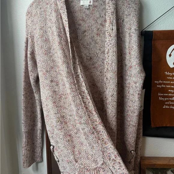 NWT SO Blush pink confetti  Long Knit Cardigan Sweater - Picture 7 of 8
